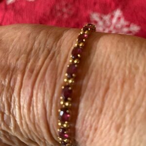 Vintage Rhodolite garnet Tennis Bracelet 14k solid gold.